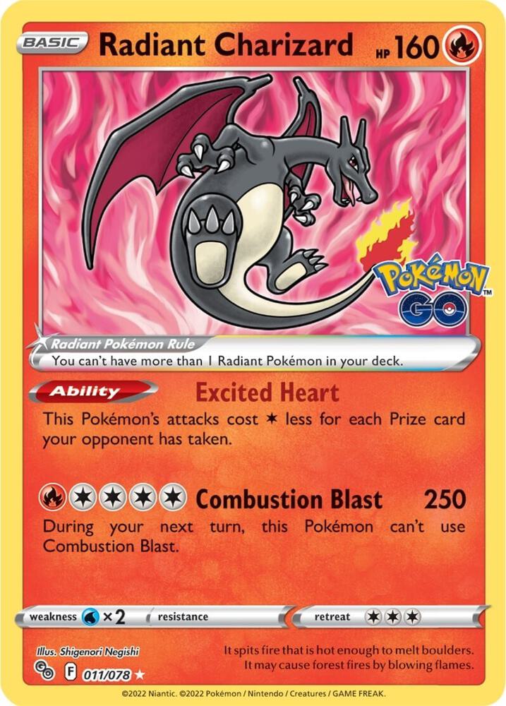 Radiant Charizard 011/078 - Pokemon GO (PGO)