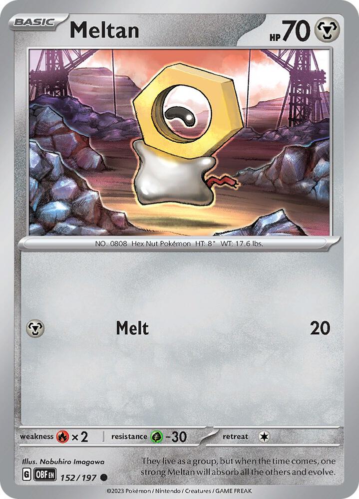 Meltan REV HOLO 152/197 Obsidian Flames (OBF)