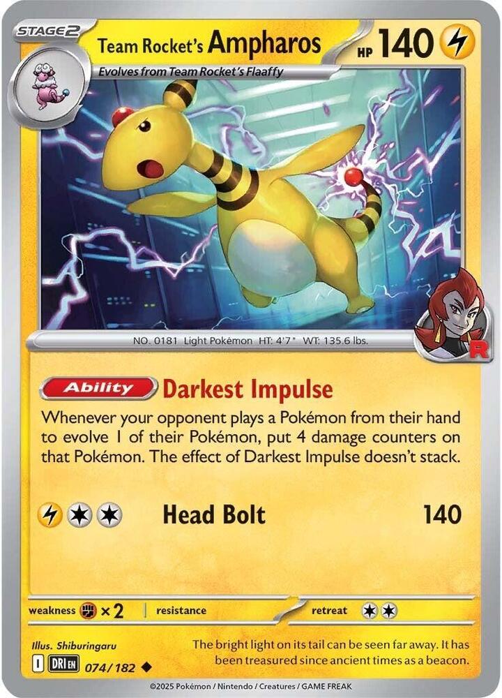 Team Rocket's Ampharos 074/182 Destined Rivals (DRI)