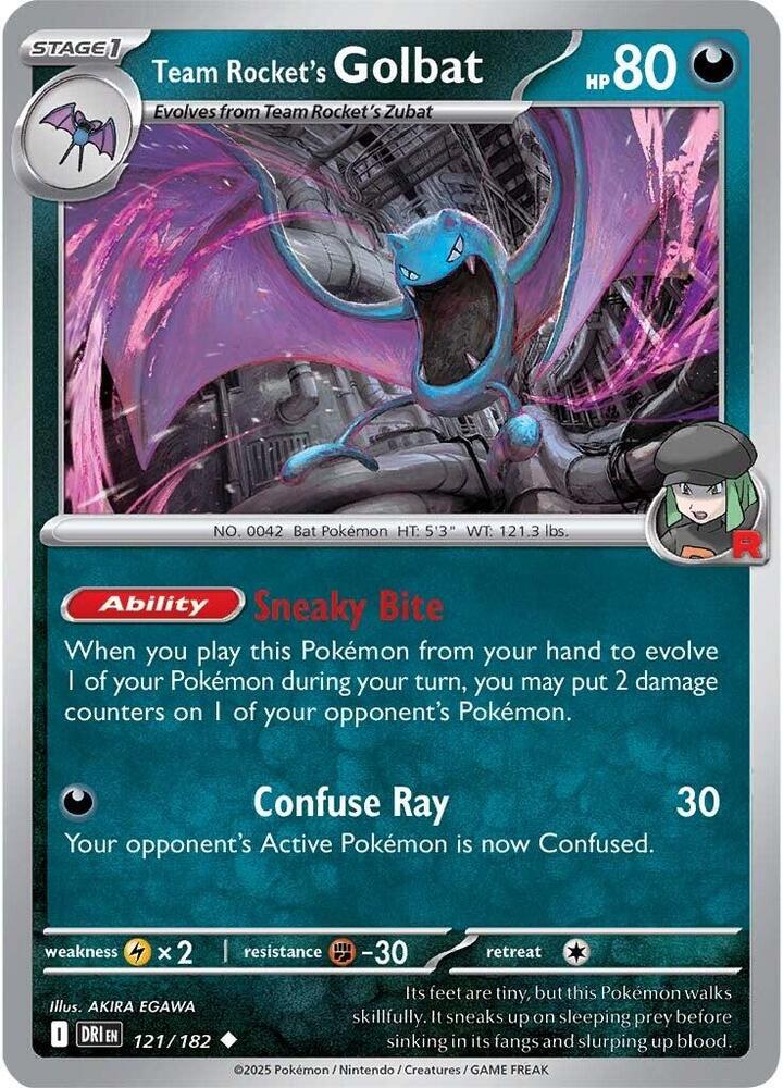Team Rocket's Golbat Reverse HOLO 121/182 Destined Rivals (DRI)