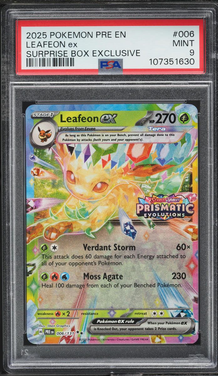 Leafeon |Prismatic Evolutions |Surprise Box Exclusive ex| PSA