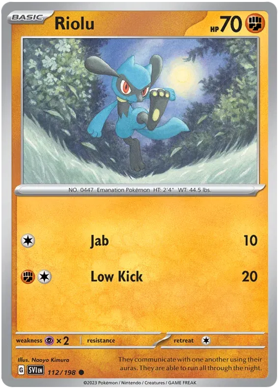 Riolu Scarlet & Violet Base Set Common • 112/198 Reverse Holofoil