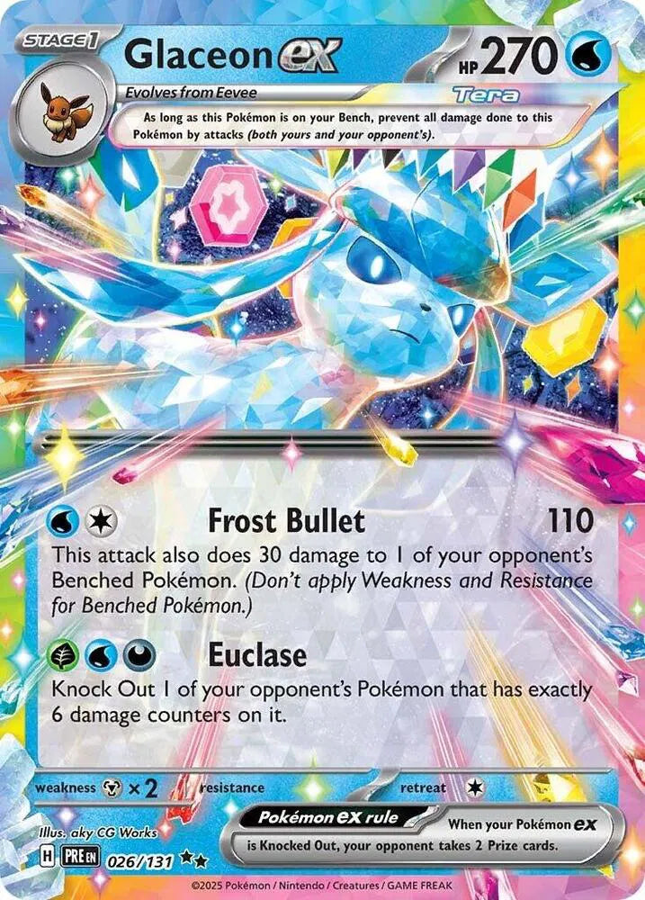 Glaceon ex Prismatic Evolutions Double Rare • 026/131 Holofoil