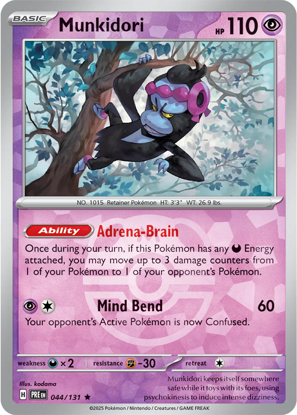 Munkidori (Master Ball Pattern) Prismatic Evolutions Rare • 044/131 Holofoil