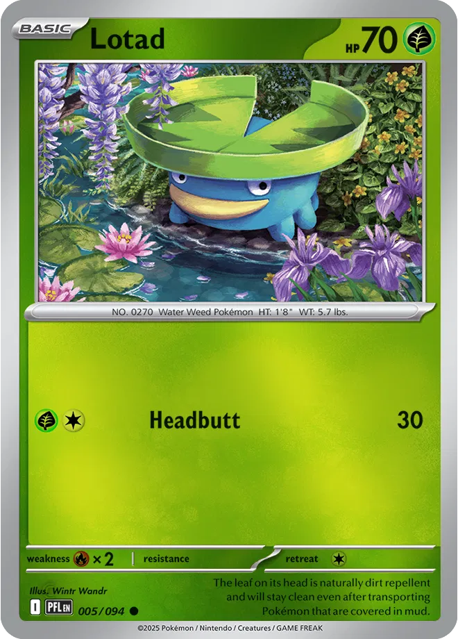 Lotad Common 005/094 Normal Rev Holo Phantasmal Flames