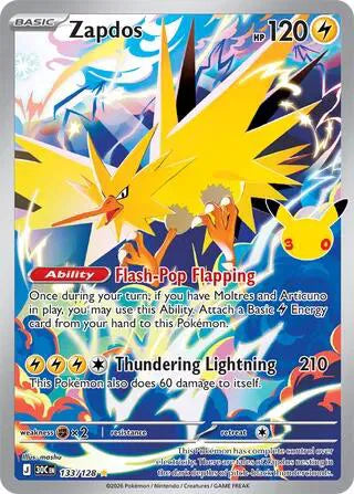 Zapdos 30th Celebration Illustration Rare 133/128