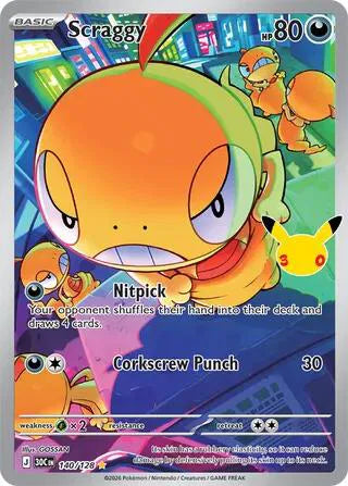 Scraggy 30th Celebration Illustration Rare 140/128