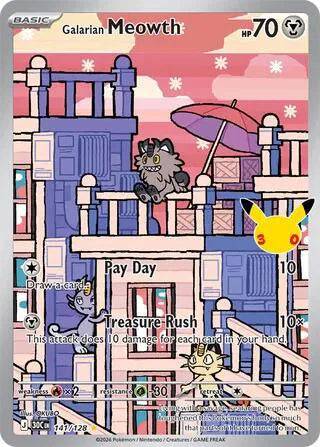 Galarian Meowth 30th Celebration Illustration Rare 141/128