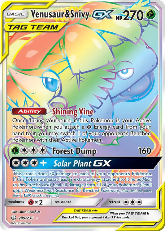 Venusaur & Snivy GX (Secret) 249/236 - SM - Cosmic Eclipse (SM12)