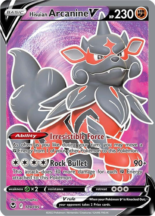 Hisuian Arcanine V 179/195 Silver Tempest (SWSH12)