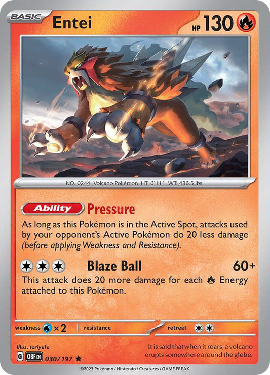 Entei HOLO 30/197 Obsidian Flames (OBF)