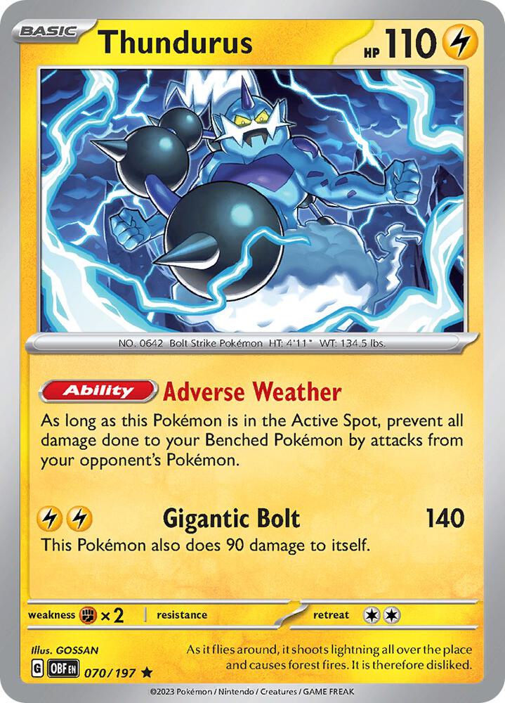 Thundurus HOLO 070/197Obsidian Flames (OBF)
