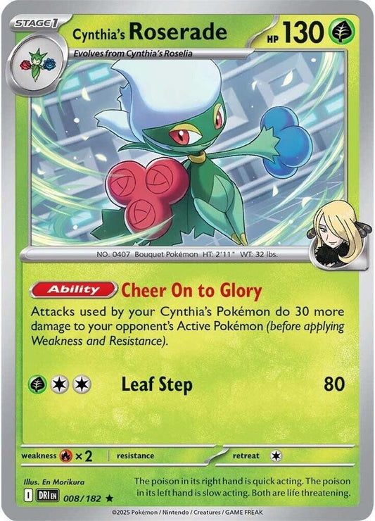 Cynthia's Roserade Reverse Holo 008/182 Destined Rivals (DRI)