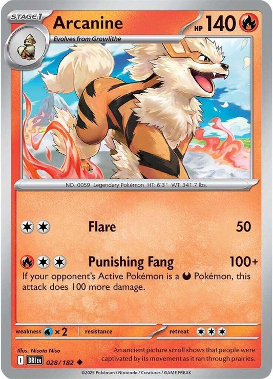 Arcanine Reverse HOLO 028/182 Destined Rivals (DRI)