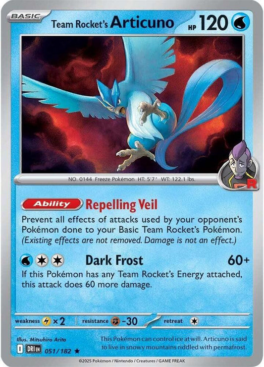 Team Rocket's Articuno HOLO 051/182 Destined Rivals (DRI)