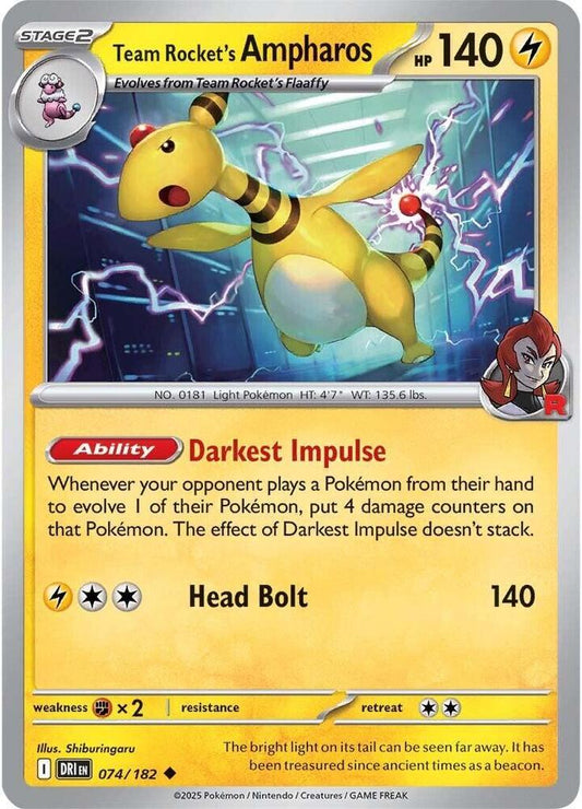 Team Rocket's Ampharos 074/182 Destined Rivals (DRI)