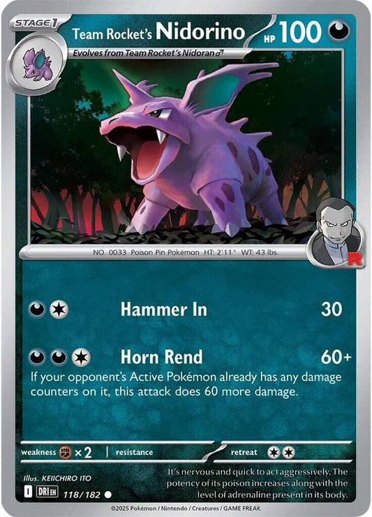 Team Rocket's Nidorino Reverse HOLO 118/182  Destined Rivals (DRI)