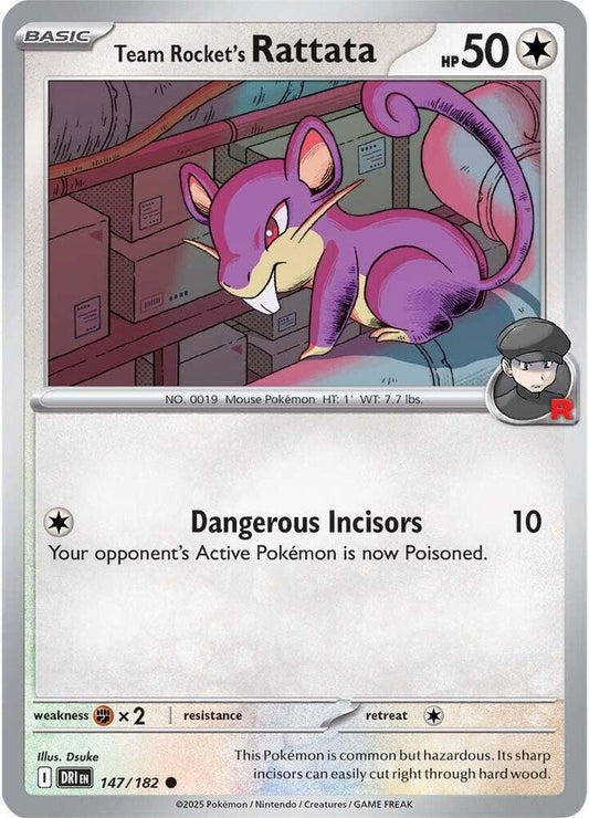 Team Rocket's Rattata Reverse HOLO 147/182 SV10: Destined Rivals (DRI)