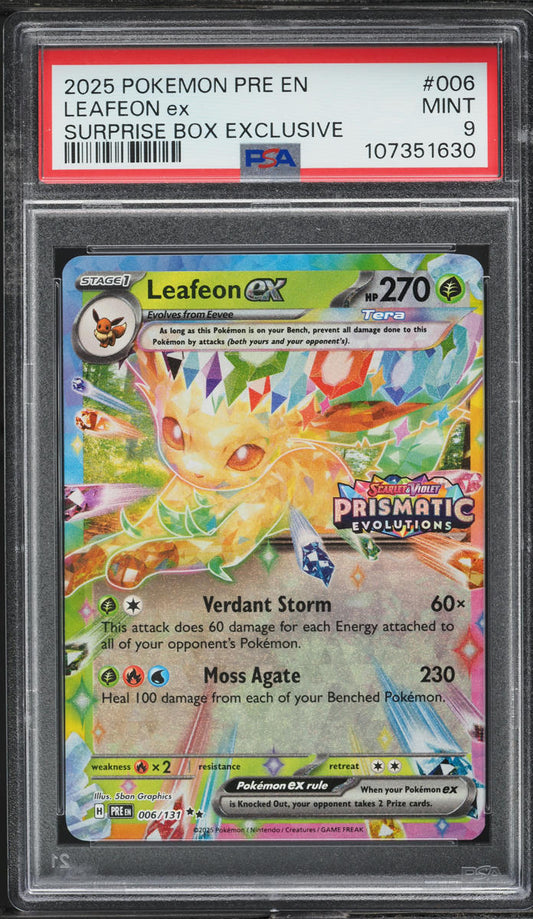 Leafeon |Prismatic Evolutions |Surprise Box Exclusive ex| PSA