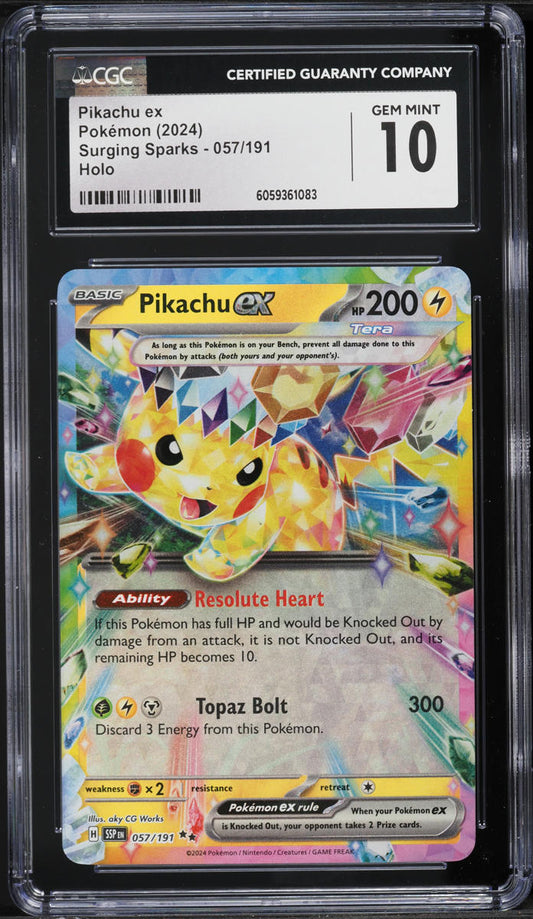 Pikachu Ex |Surging Sparks | CGC | HOLO