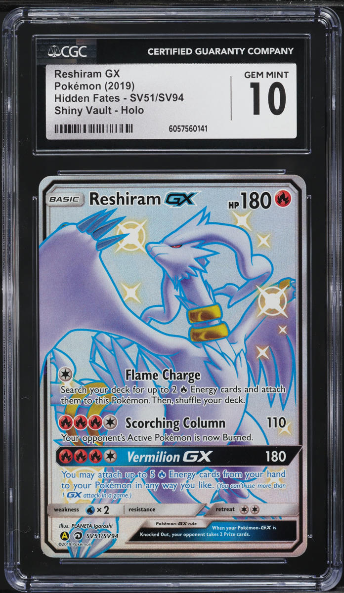 Reshiram GX |Sun & Moon Hidden Fates |CGC 10 GEM MINT