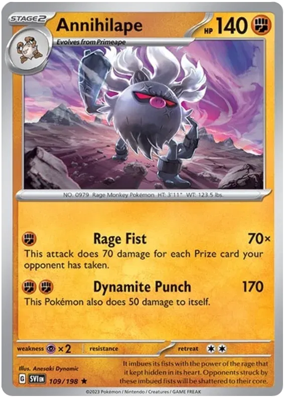 Annihilape Scarlet & Violet Base Set Rare • 109/198 Holofoil