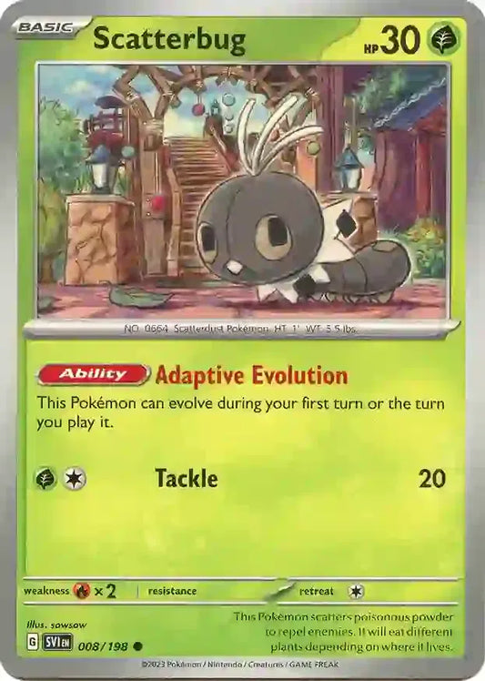 Scatterbug Scarlet & Violet Base Set Common • 008/198 Reverse Holofoil