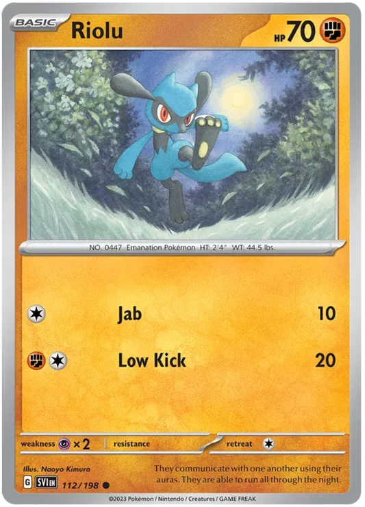 Riolu Scarlet & Violet Base Set Common • 112/198 Reverse Holofoil