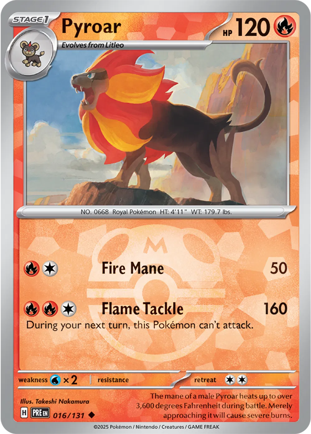 Pyroar (Master Ball Pattern) Prismatic Evolutions Uncommon • 016/131 Holofoil