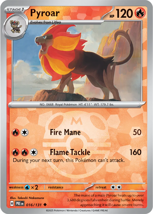 Pyroar (Master Ball Pattern) Prismatic Evolutions Uncommon • 016/131 Holofoil