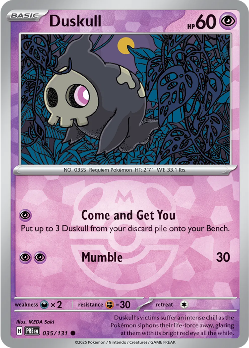 Duskull (Master Ball Pattern) Prismatic Evolutions Common 035/131