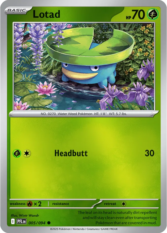 Lotad Common 005/094 Normal Rev Holo Phantasmal Flames
