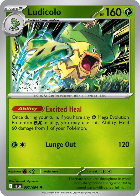 Ludicolo Uncommon 007/094 Rev Holo Phantasmal Flames