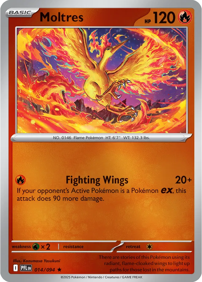 Moltres Phantasmal Flames Holo Rare • 014/094 Reverse Holofoil
