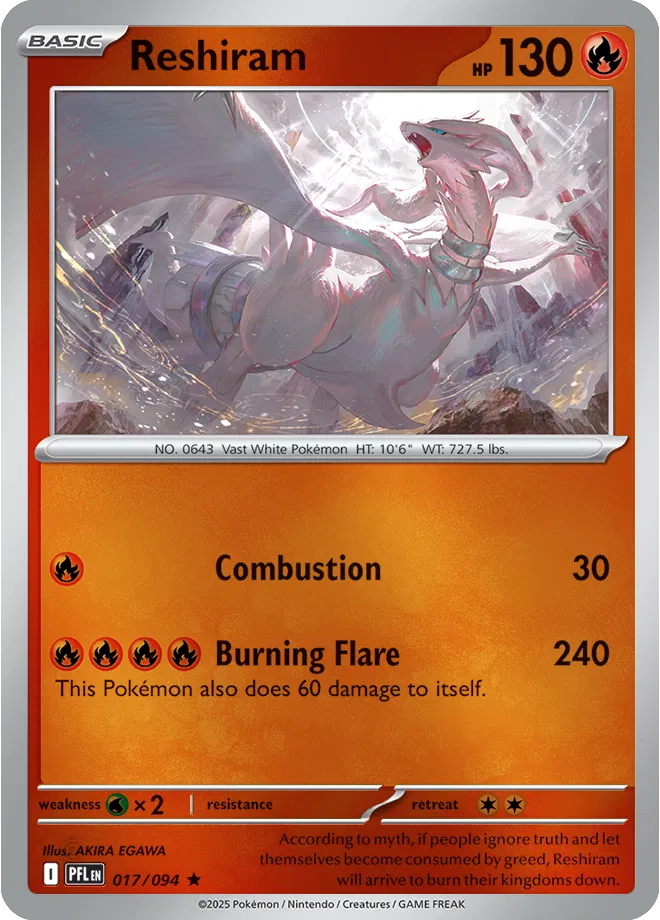 Reshiram Phantasmal Flames Rare • 017/094 Reverse Holofoil
