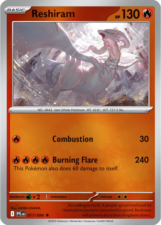 Reshiram Phantasmal Flames Rare • 017/094 Reverse Holofoil