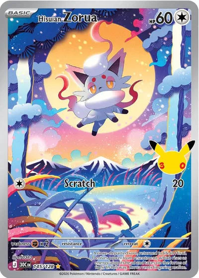 Hisuian Zorua 30th Celebration Illustration Rare 145/128