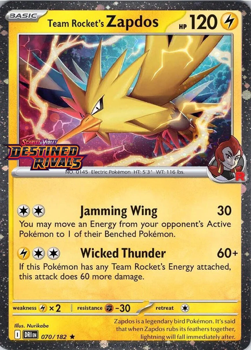 Team Rocket's Zapdos (Destined Rivals Stamp) Sealed
